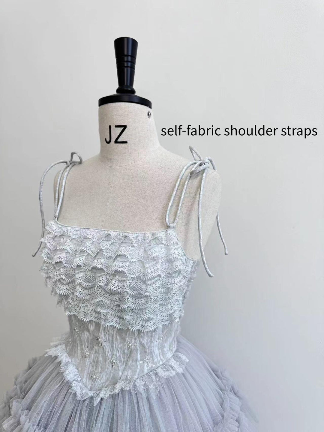 Sara Bell~Hailey~Elegant Lolita JSK Dress with Large Tiered Voile Hem 43090:765461