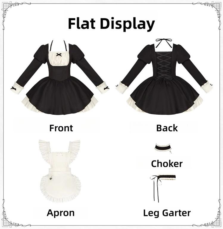 With PUJI - Suki - Maid Lolita OP Set, Detachable Apron, Juliet Sleeve 44273:802760