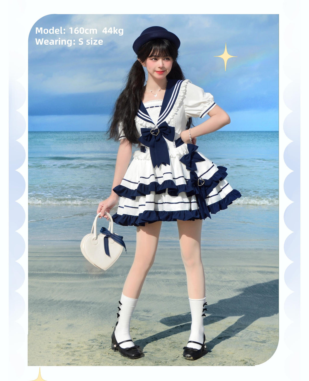 Platycodon House~Going to the Sea~Sailor Lolita OP Youth Lolita JSK Tiered Dress