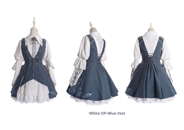 Wuyuzhe~Dragoon Knight 1.0 Version~Western Fantansy Style Suit Embroidery Dress Set Double-Sided Vest   