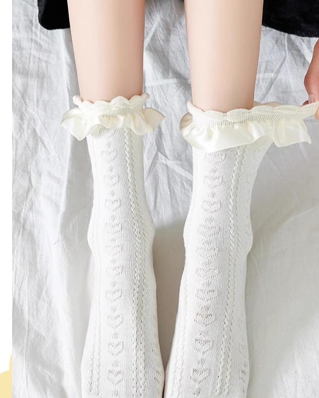 JingChi - Sweet Lolita Socks Women's Multicolor JK Mid-Calf Socks