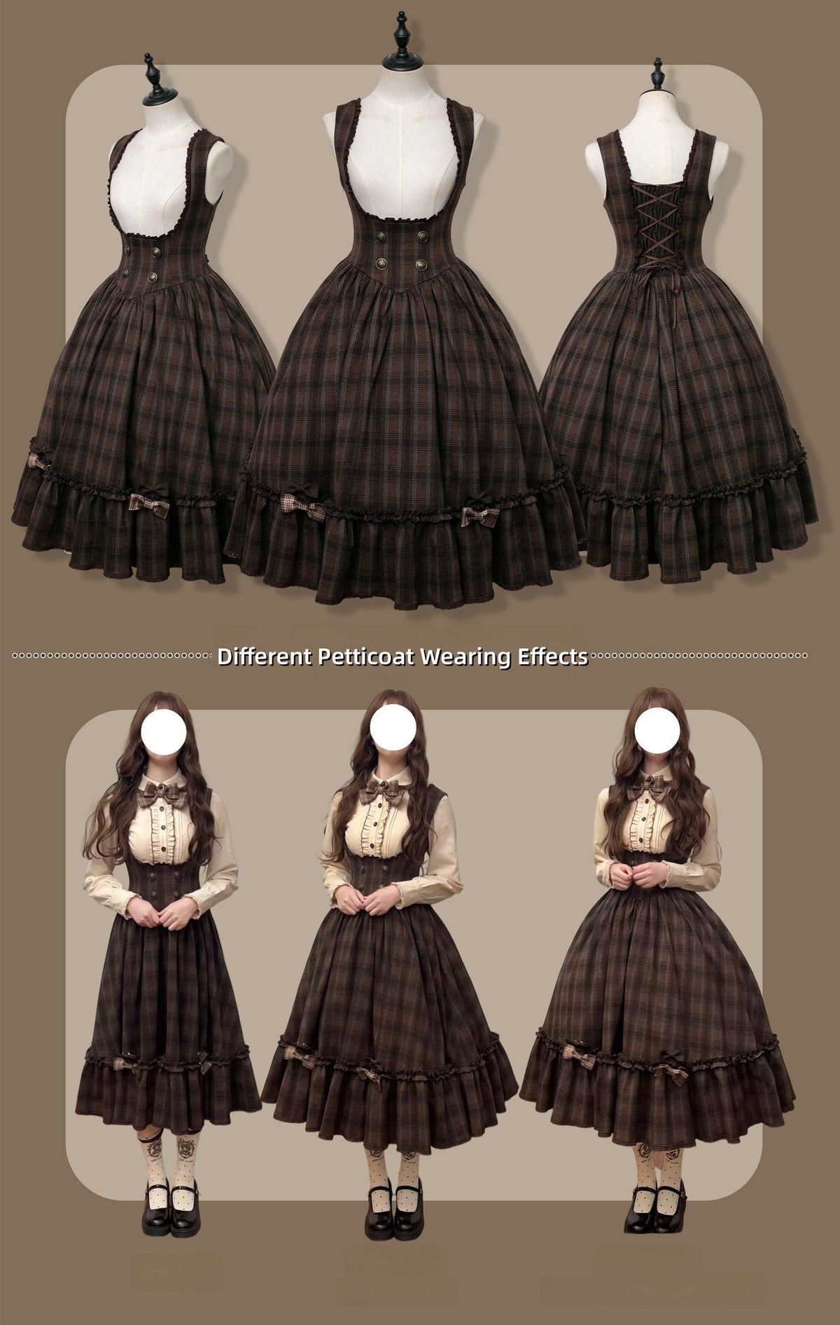 Sandwich Chocolate - Winter Classic Lolita Plaid Bust-supporting JSK & Coat Set 45903:867180