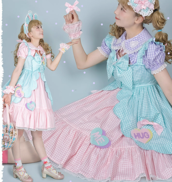 Fluff Mollie - Sweet Lolita Plaid Heart Shaped KC Multicolor