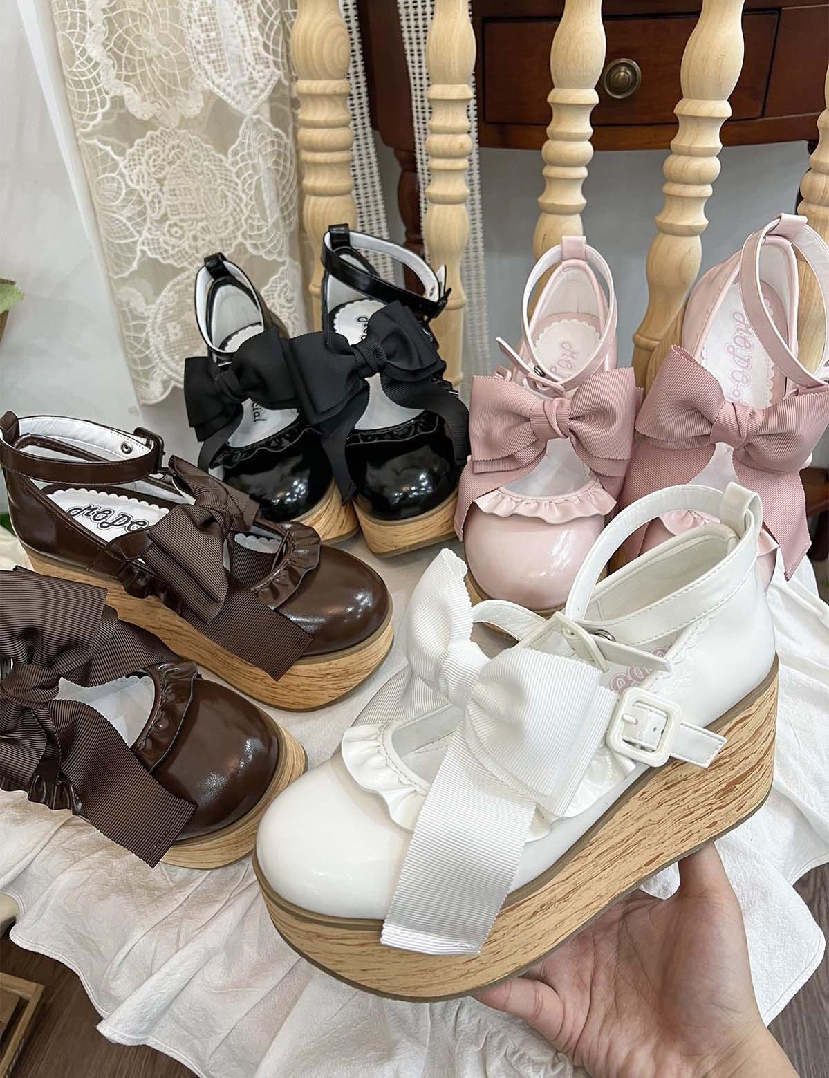 MODO - Shaking Platform - Kawaii Lolita Platform Heels Shoes, Detachable Bow 43860:787781