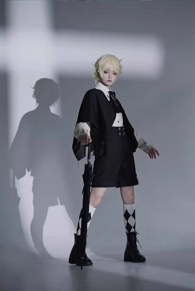 CastleToo - Night Raven Magic - Ouji Lolita Dress Set Prince Suspender Shorts Cape