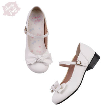 Sheep Puff~Kawaii Lolita Round Toe Mary Jane Shoes 35 white low heel 
