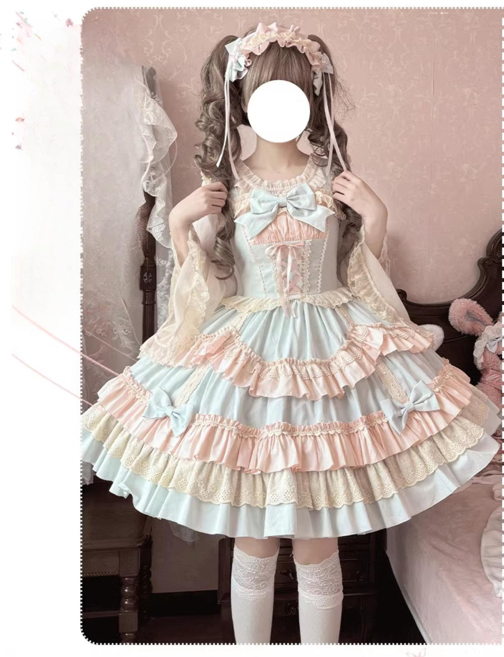 ZhiJinYuan~Sweet Mousse~Sweet Lolita JSK in Playful Colors with Bow Decoration 42532:744292