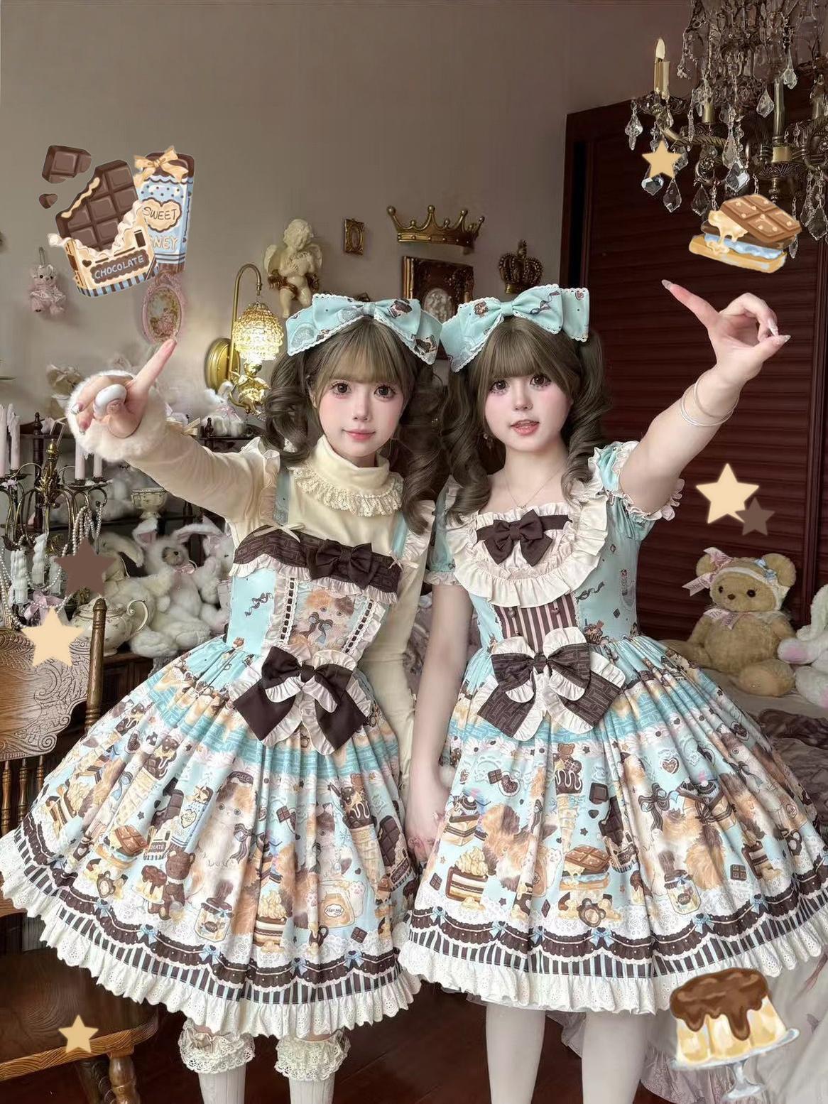 Honey Chocolate - Printed Kawaii Lolita JSK Dress 45216:840538