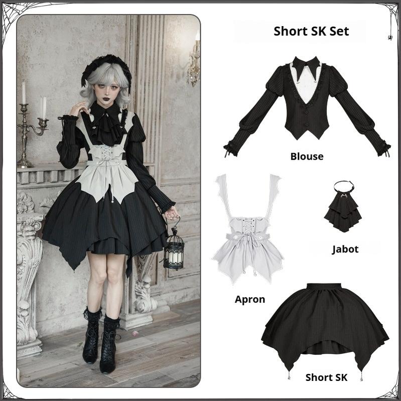 With PUJI - Night Talk - Gothic Lolita Skirt Dress Set, Batwing-shaped Accents (L M S) 44188:797797
