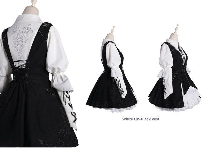 Wuyuzhe~Dragoon Knight 1.0 Version~Western Fantansy Style Suit Embroidery Dress Set Double-Sided Vest Free size Black double-sided vest only 