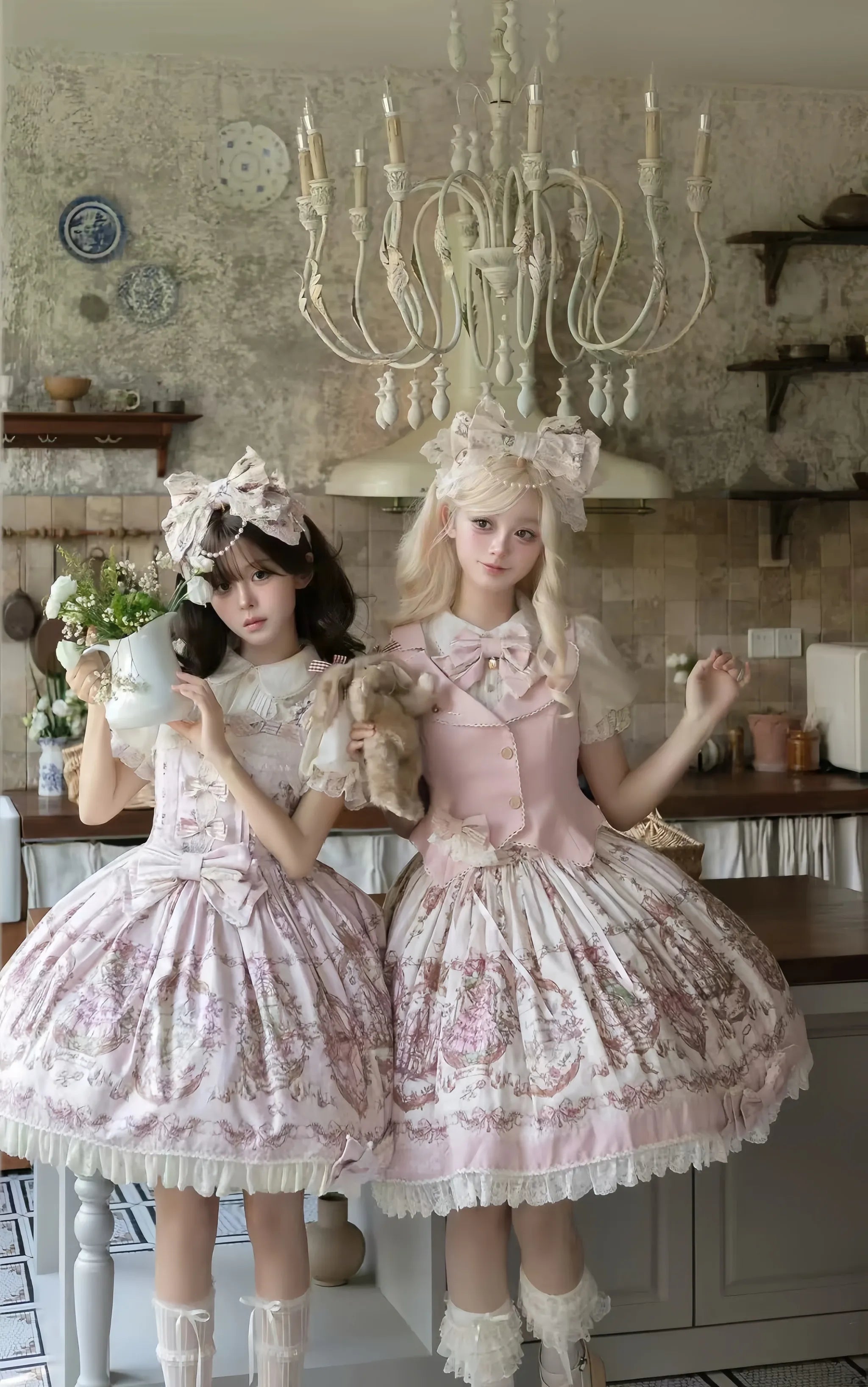 Sleeping Beauty - Doll-like Lolita Printed JSK Dress, Cotton Lining Vest Set 45691:860393