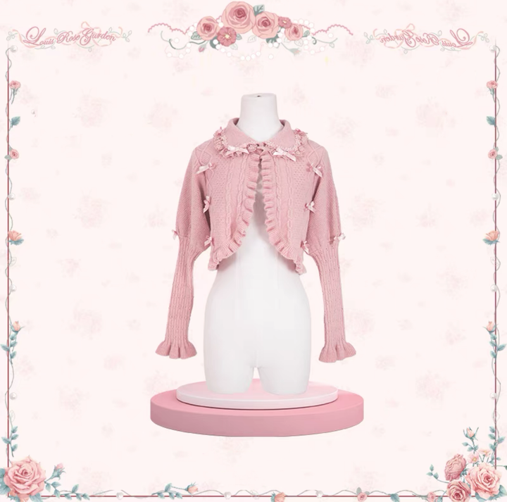 Mademoiselle Pearl~Rose Garden~Elegant Lolita Dress Bridal Floral Dress XS Cardigan (pink): Osmanthus cardigan 