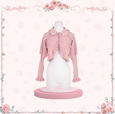 Flower and Pearl Box~Rose Garden~Elegant Lolita Dress Bridal Floral Dress XS Cardigan (pink): Osmanthus cardigan 