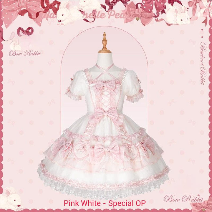 Mademoiselle Pearl~Bow Rabbit~IP Collab Sweet Lolita OP in Multiple Styles (L M S XL XS) 43054:764038