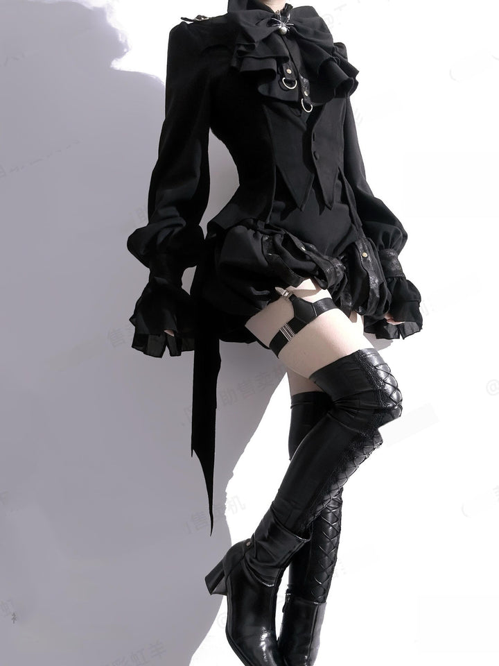 Kali Sheep~Midnight~Gothic Lolita Black Shorts Suit Prince Style Shirt   