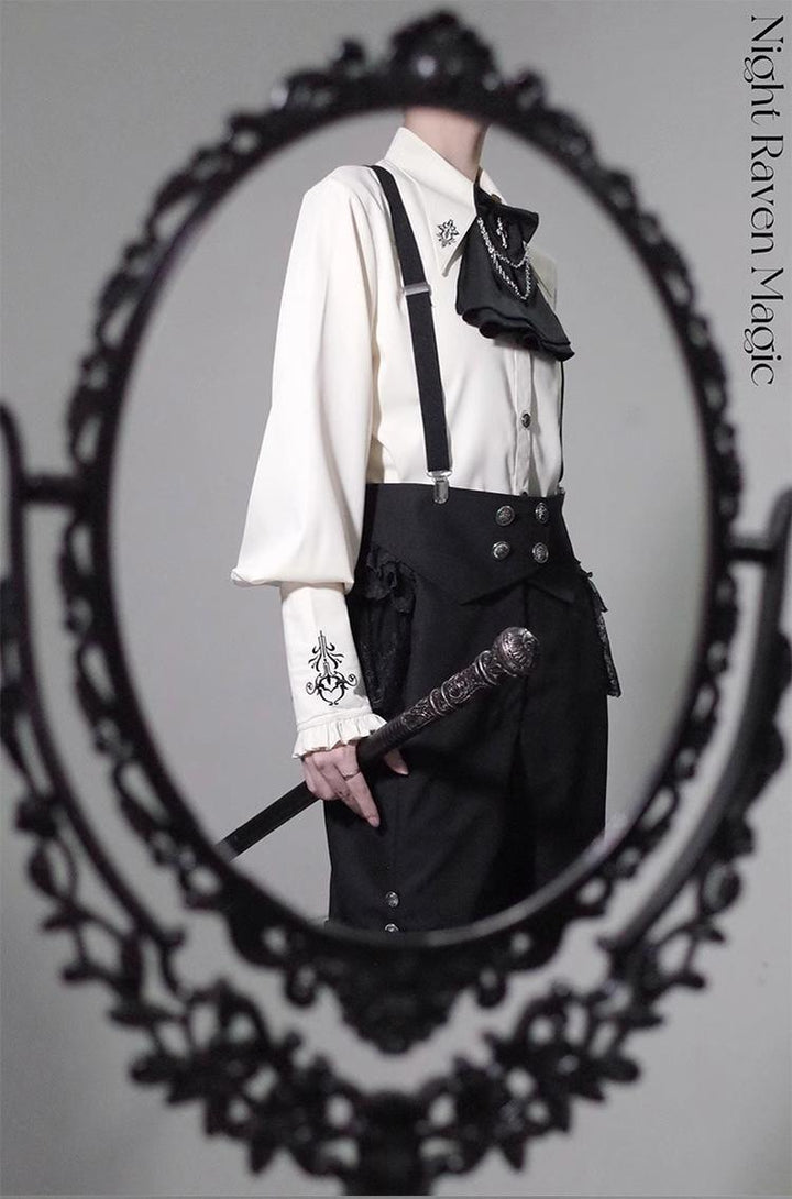 CastleToo~Night Raven Magic~Ouji Lolita Dress Set Prince Suspender Shorts Cape 38930:605546