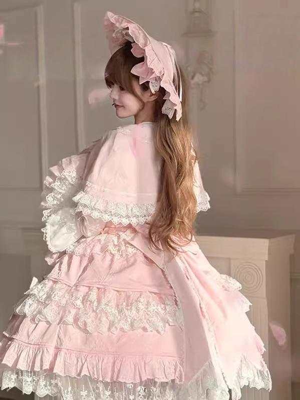 Peach Bunny - Sakura Love - Sweet Lolita Cloak, Detachable Bow