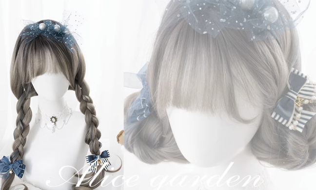 Alicegarden~Diana~Sweet Lolita Long Curly Gray Gradient Wig   