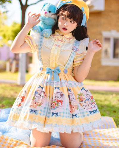 (BFM)Wednesday~Picnic Sweet~Sweet Lolita Skirt Yellow Red Lolita SK S Yellow 