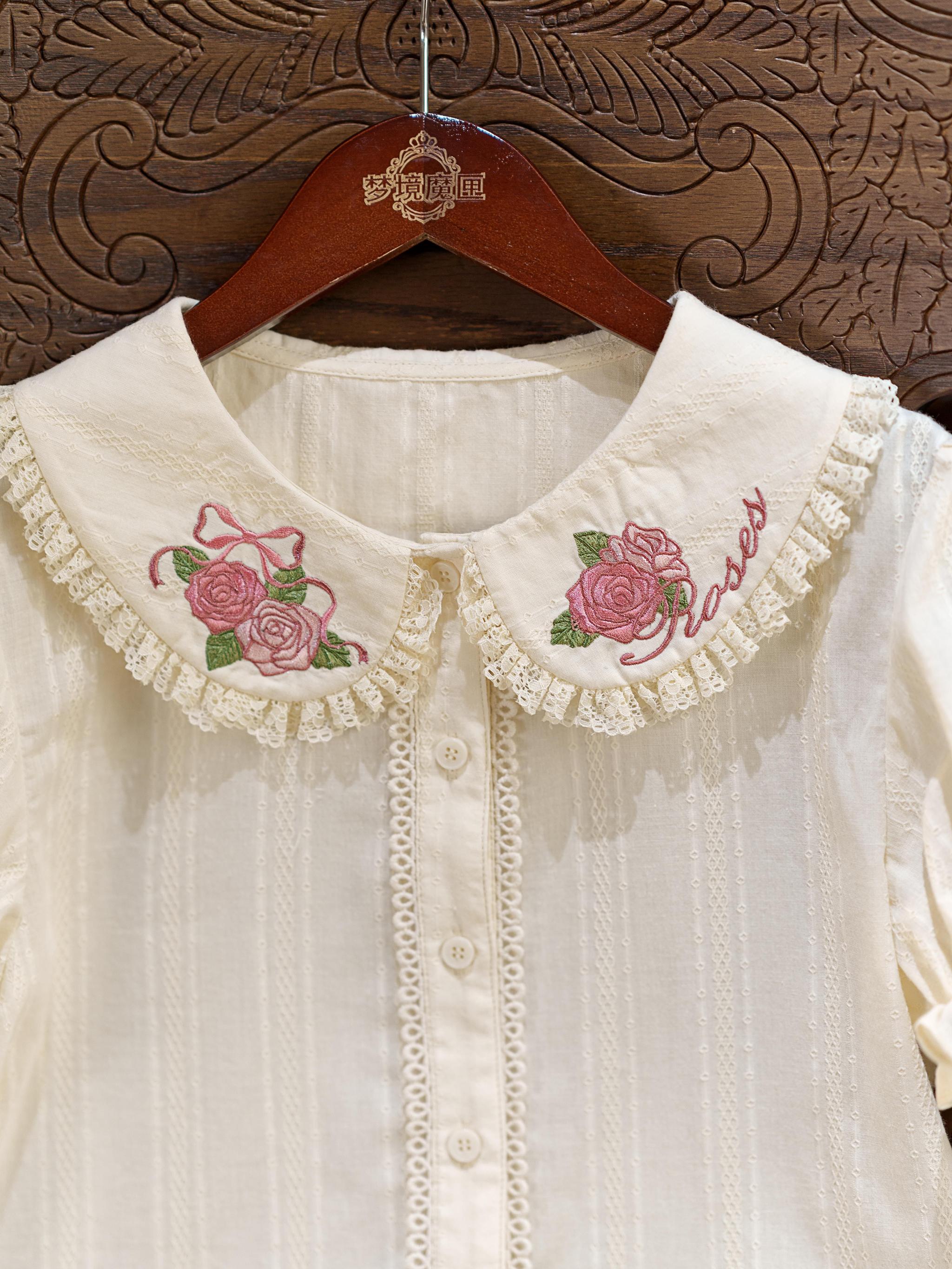 Abundant Tea Time - Kawaii Lolita Blouse, Cotton & Embroidery 45002:831084