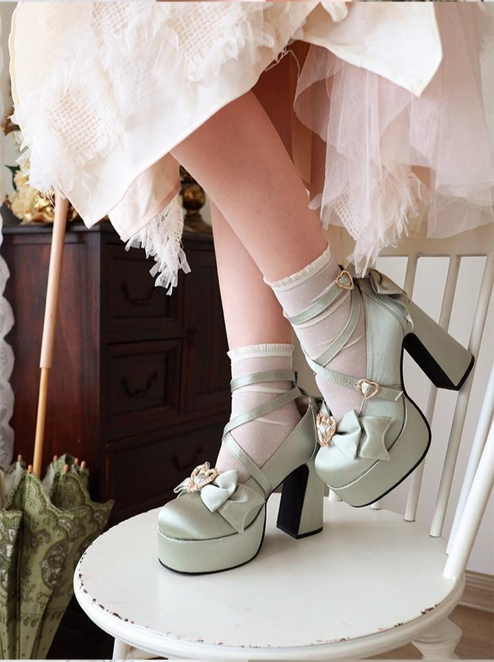 (BFM)Cheesecake~Mousse Heart~Sweet Lolita High Heel Shoes Mary Jane Love Heel Shoes   