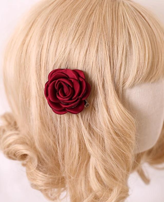 Xiaogui~Retro Lolita Brooch Rose Hairpins Flower Headdress   