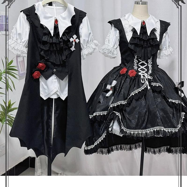 CastleToo~Night Rose~Elegant Ouji Lolita Suits With Lolita JSK And Shorts   