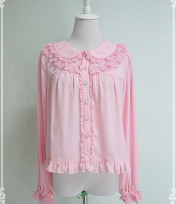 Chess Story~Peach Blossom and Snow~Pink Elegant Lolita Blouse pink S 