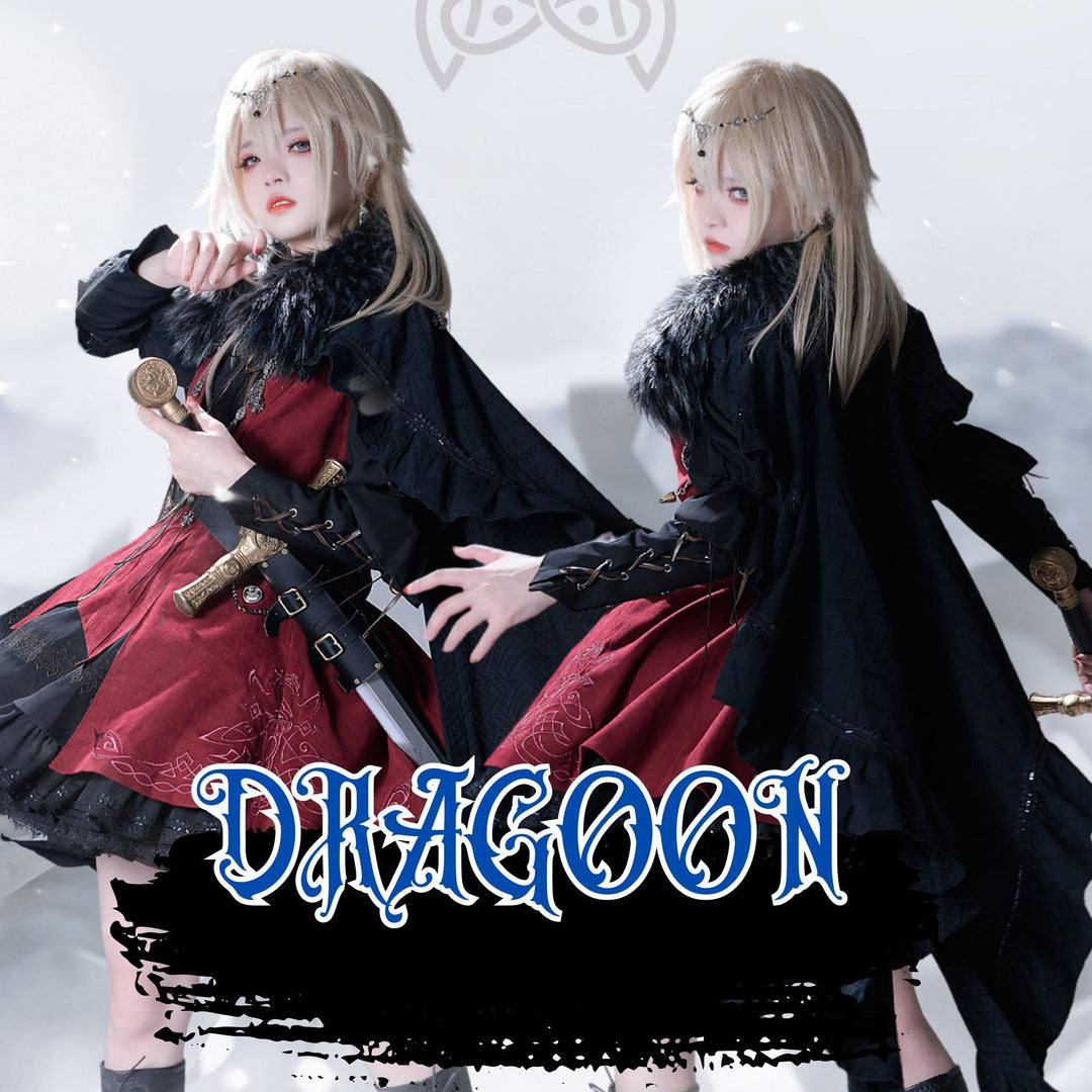 Wuyuzhe~Dragoon Knight 1.0 Version~Western Fantansy Style Suit Embroidery Dress Set Double-Sided Vest   