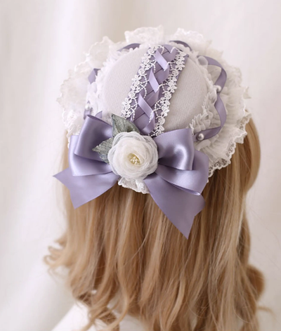 Xiaogui~Elegant Lolita Headdress Bow KC Cuffs Hairpins 4. A small top hat with a fixed clip  