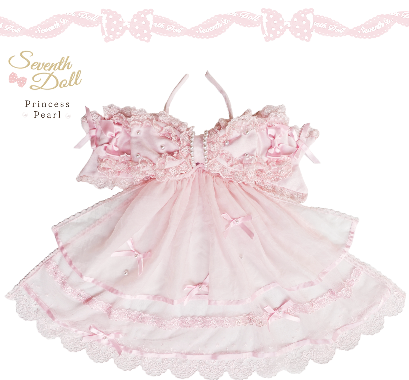 Pearl Princess - Old School Lolita Pink Dress, Pearls & Bows (L M S XL) 45179:838281