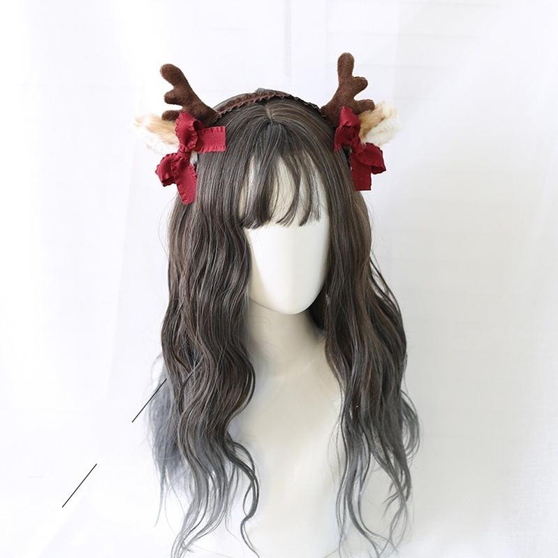 Xiaogui~Christmas Sweet Red Lolita KC Cute Elk Antlers Headwear   