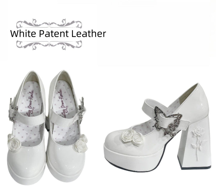 Dreamland~Cyclic Wonders~Elegant Lolita High Platform Shoes with Butterfly and Rose Details