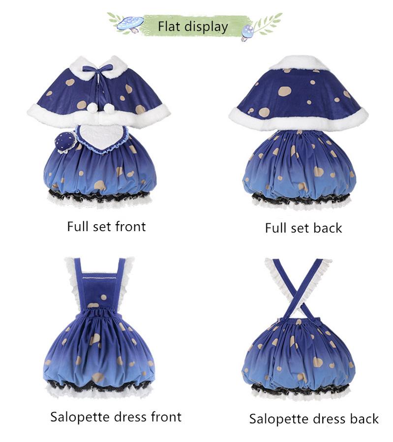 (BFM)With Puji~Blue Umbrella~Lolita Dress Suspenders Mushroom Set   