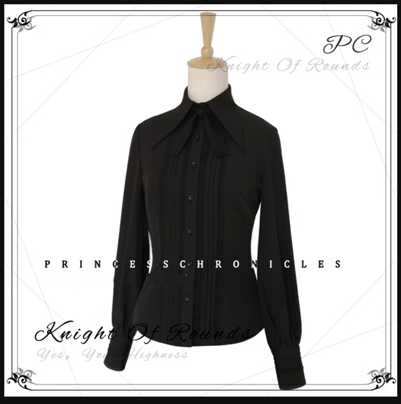 Princess Chronicles~Retro Elegant Ouji Lolita Blouse Multicolors L black shirt (female) 