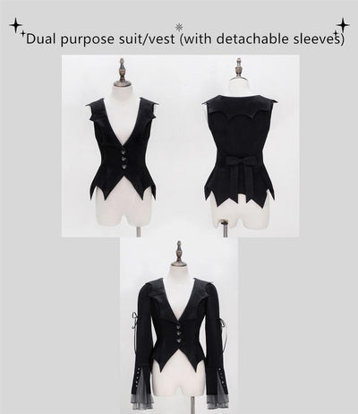 (BFM)Elven Rabbit~Gothic Lolita Dress Black Cat Witch OP and SK Suit S suit/vest only 