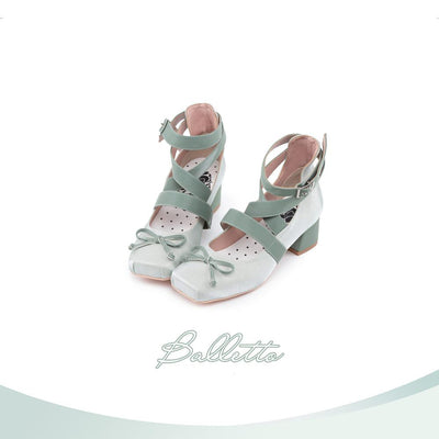 (BFM)MODO~Elegant Lolita Shoes Ballet Round-toe Mid-heel Shoes 34 green (new version) 
