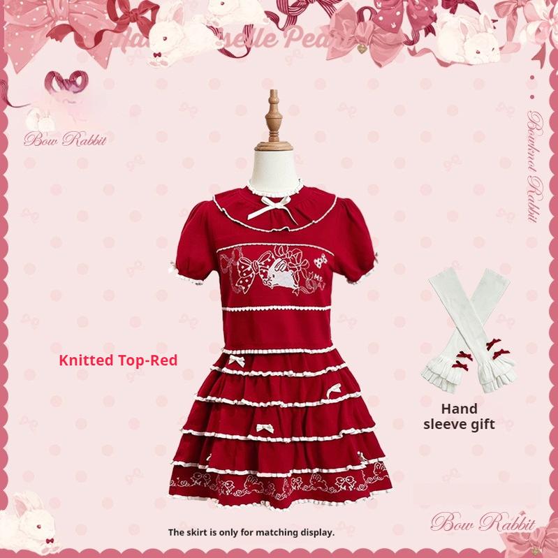 Mademoiselle Pearl~Bow Bunny~IP Collab Sweet Lolita OP Dress Bow JSK OP (L M S XL XS) 38022:578748