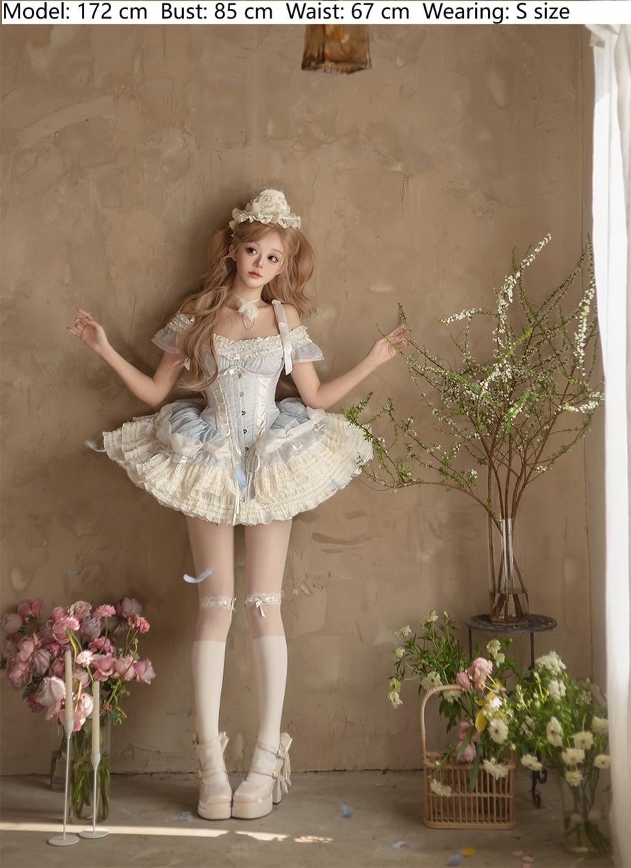 Caramel Antique~Yuyan~Ballet-style Sweet Lolita Corset JSK with Built-in Petticoat