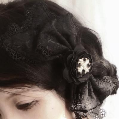 Forest Fluorescent Carps~Black Lady~Gothic Lolita JSK Dress Set S Black big side clip 