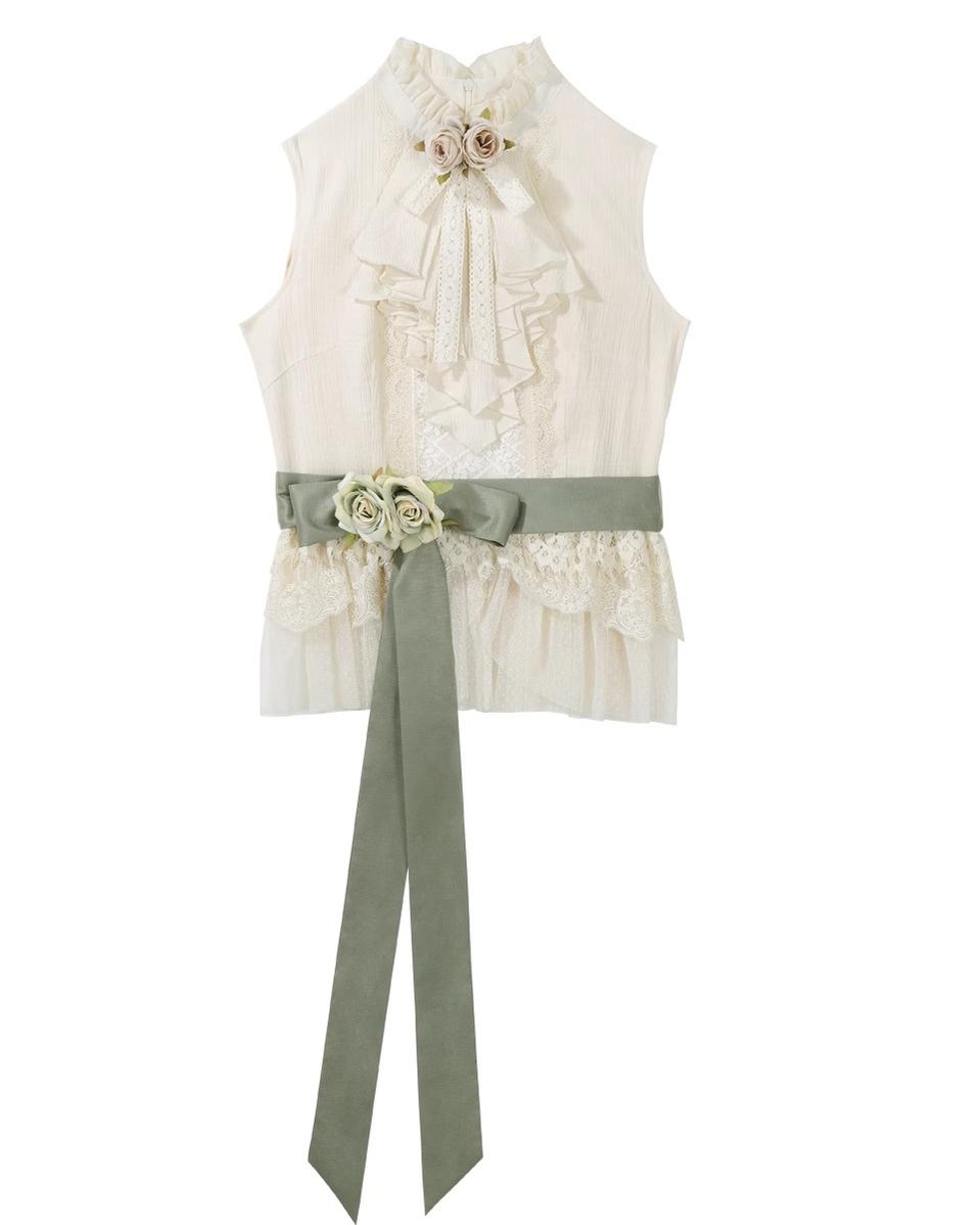 Designer's Gift~Morning Moments~Summer Classic Lolita Skirt Set with Breathable Fabric Slevess Shirt Only S