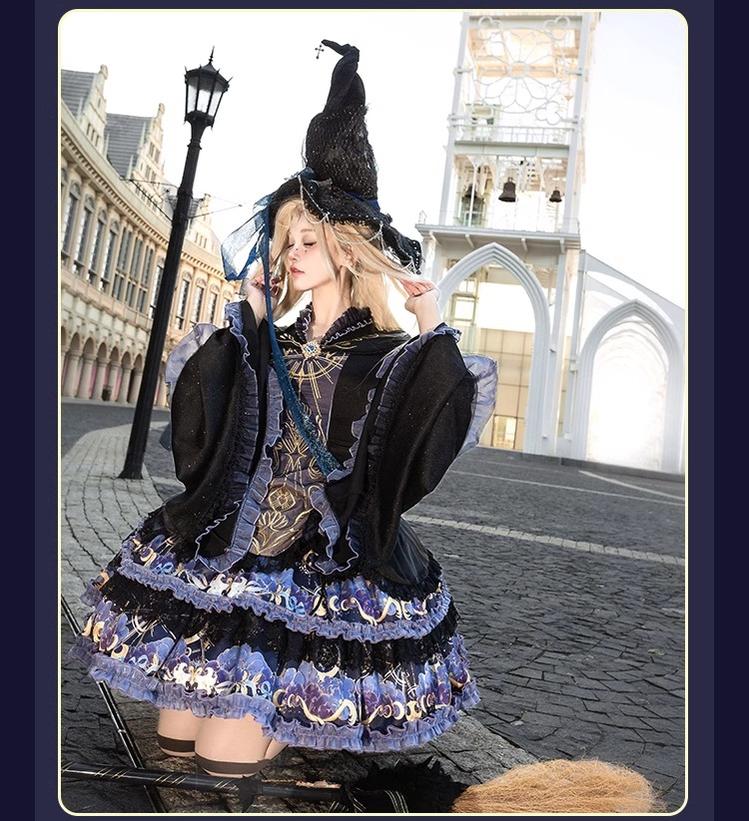 YingLuoFu~Astro Cat~Gothic Lolita OP Suit Witch Lolita Dress and Shawl