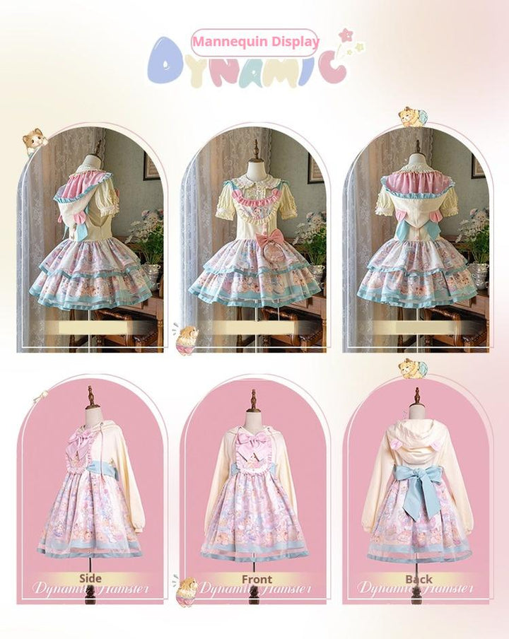 Mewroco~Sweet Lolita Dress Suit Salopette and Hoodied OP 41298:691058