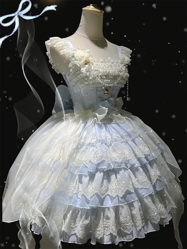 ZhiJinYuan~Tears of the Rose~Sweet Lolita JSK Mini Lolita Ballet Short Dress (L M S) 41526:701556