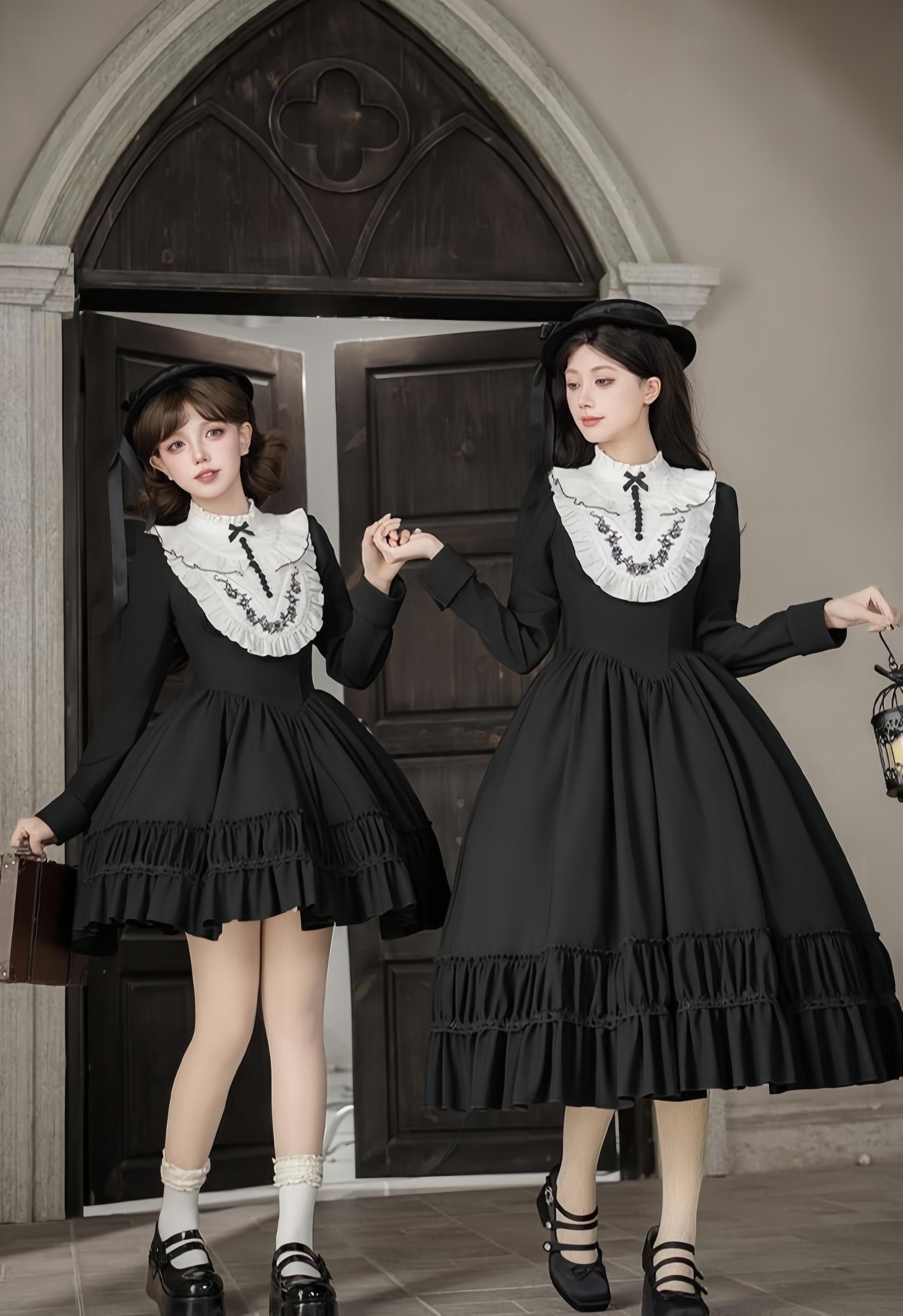 Audrey's Reply - Classic Lolita Square Neck OP, Detachable Embroidered Collar