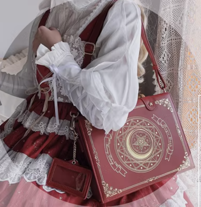 Morning Glory~The Star-Moon Grimoire~Sweet Lolita Crossbody Clamshell bag wine red(small)  