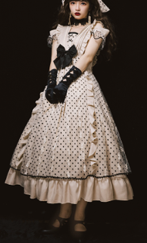 CR Cat Romance~Coconut Milk Boo Boo~Elegant Lolita Polka Dot OP   