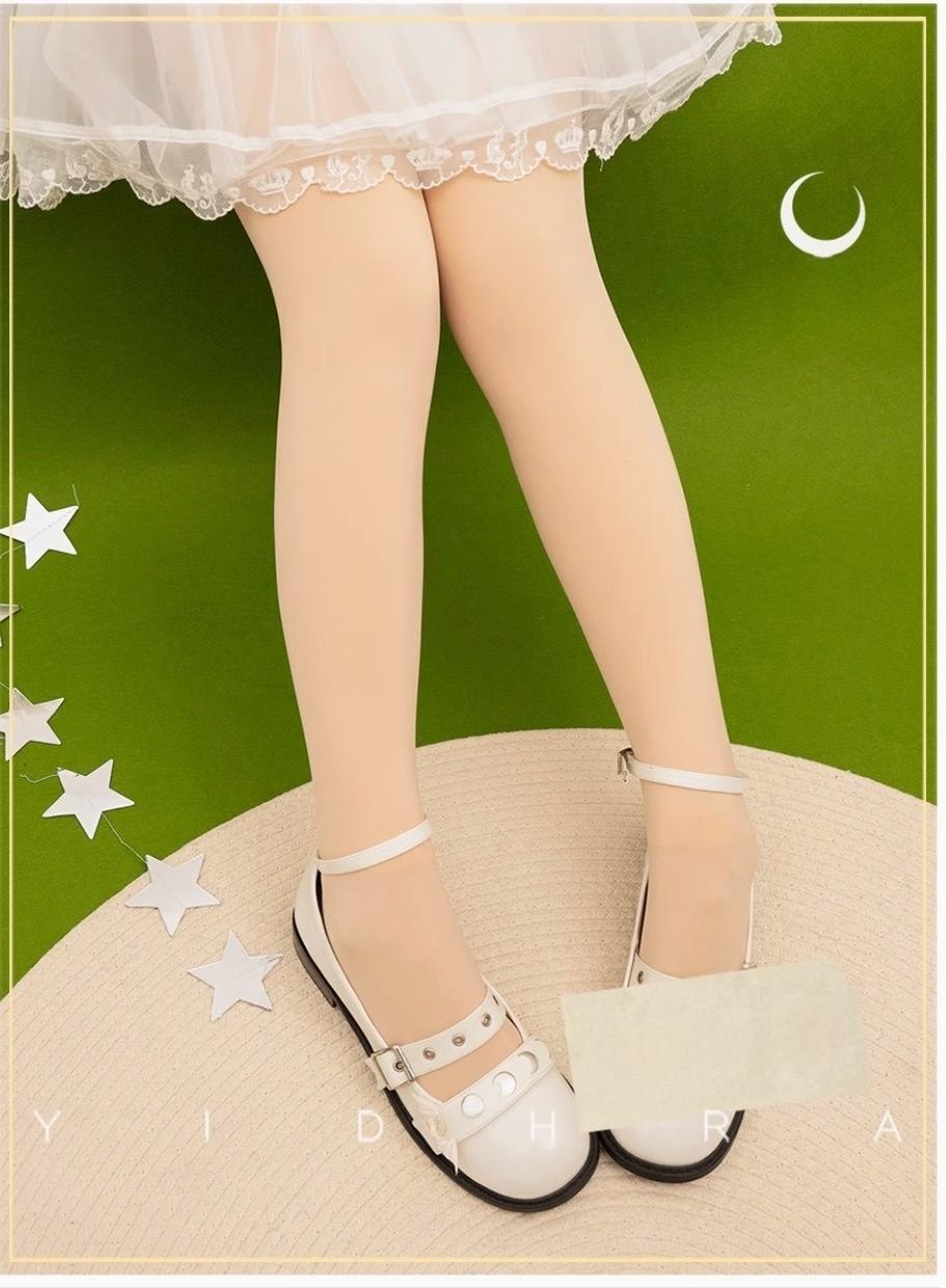 Yidhra~Christmas Lolita Pantyhose with Calf Lace Decoration 300g Skin Color Warm Pantyhose