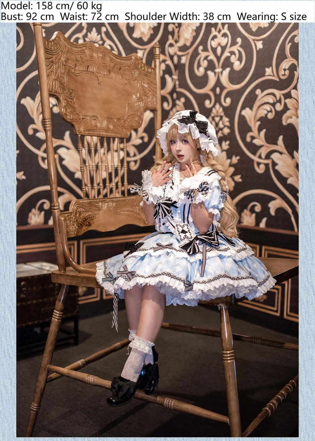 Bramble Rose~Mirror Tea Party~Sweet Lolita OP Dress Set with Sailor Collar