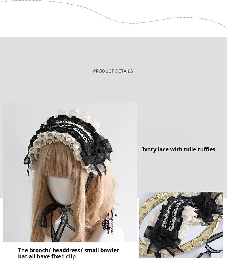 Xiaogui~Maid Lolita Hairband Doll Lolita Cuffs and Top Hat